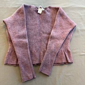 Max Studio Womens Extrafine Merino Wool Sweater Mauve Purple Crew Neck Small